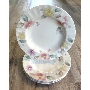 Mikasa Silk Blossoms Set Of 4 Shallow Bowls 9” Dishwasher & Microwave Safe